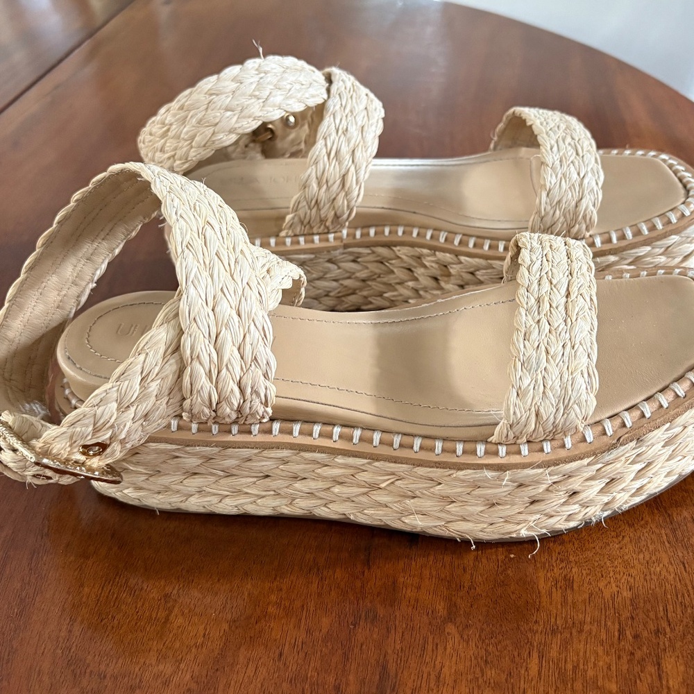 Ulla Johnson Gemma Raffia Ankle-Strap Flatform Sa… - image 3